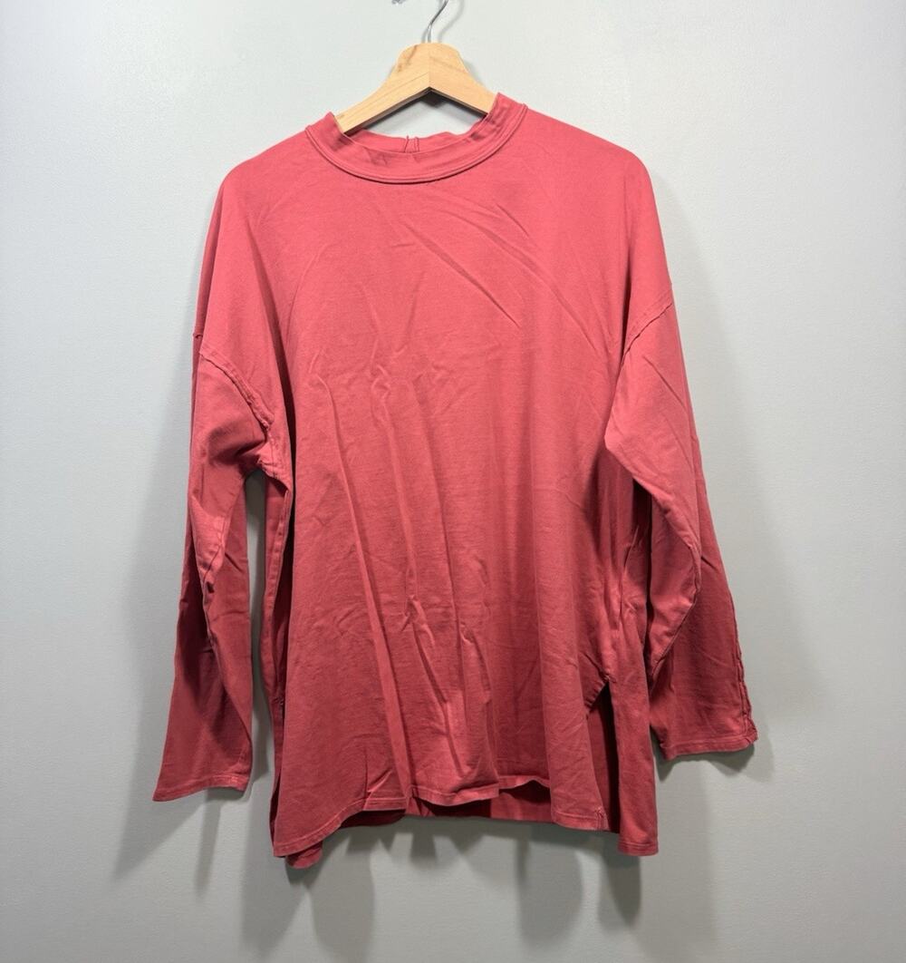 We The Free 100% Cotton Pink Crew Neck Long Sleeve Relaxed Oversized Tee XS